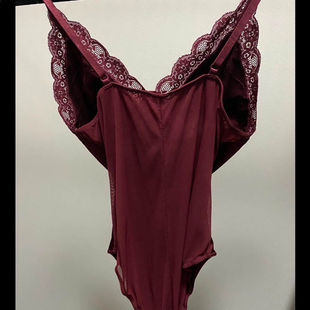 Burgundy Satin Bodysuit